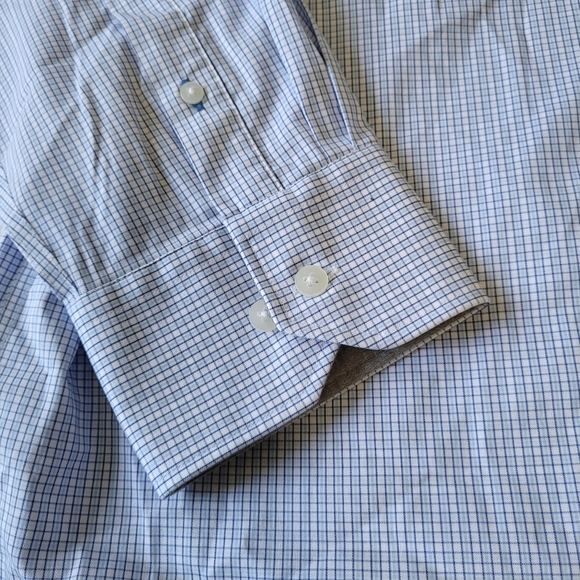Twillory Performance Blue White Plaid Long Sleeve Button Down 18 Tailored 34/35 - Picture 3 of 7